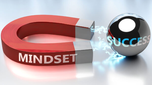 Mindset helps achieving success – pictured as word Mindset and a